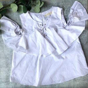 Zara Kids Lace Up Cold Shoulder Top